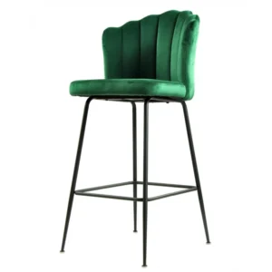 mobiliario-contract-taburete devin metal tapizado velvet verde oscuro